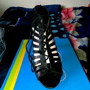 Womens strappy booties. Open toe